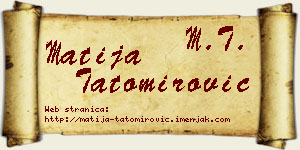 Matija Tatomirović vizit kartica